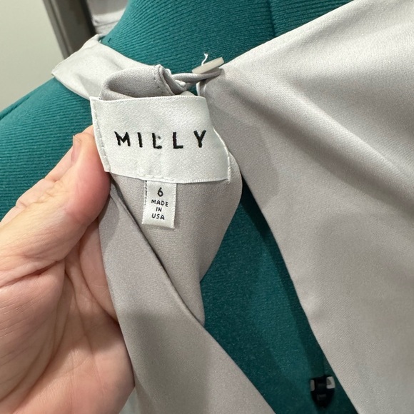 Milly Silk Sleeveless Trapeze Silk/Grey Dress with pockets Size 6 - Picture 6 of 8